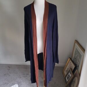 Eileen Fisher Duster Cardigan Open‎ Front Knit Tencel Silk Blend M